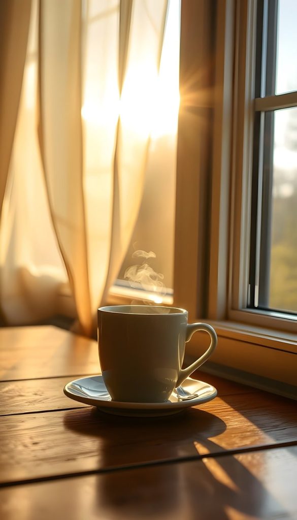“person journaling in morning light finding purpose in ordinary days”