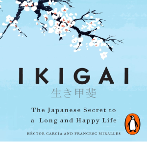 Cover of “Ikigai” – a Japanese lifestyle book about finding purpose and living happily.